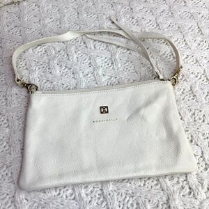 Coccinelle White‎ Leather Crossbody Sling Bag w/ Gold Hardware - Italian Style